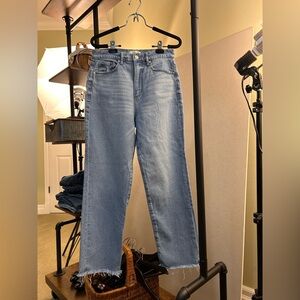 LOFT Light Wash Straight-Leg Jeans Raw Hem Size 26